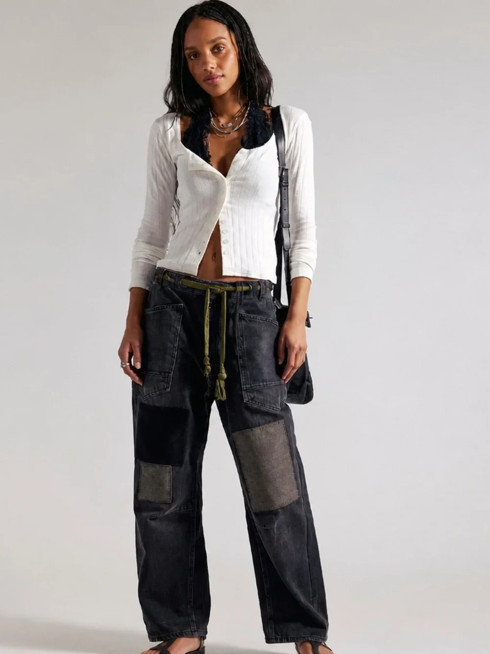 Free People Moxie Pull On Patch Barrel Jeans